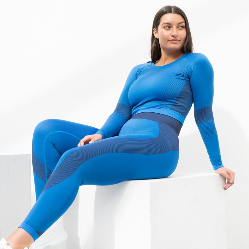 Tombo Seamless Blue Panelled Leggings